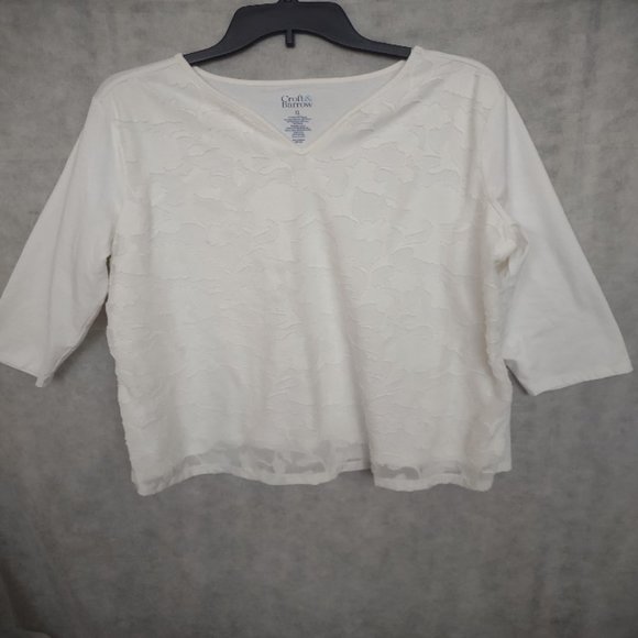 Croft & Barrow® 3/4 Sleeve Textured Blouse V-Neck Women's XL - Picture 2 of 10